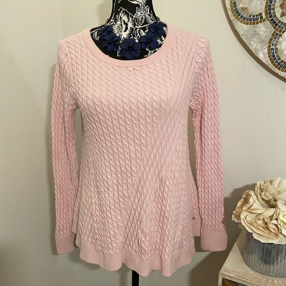 EUC Tommy Hilfiger Pink Cable Sweater 🌸